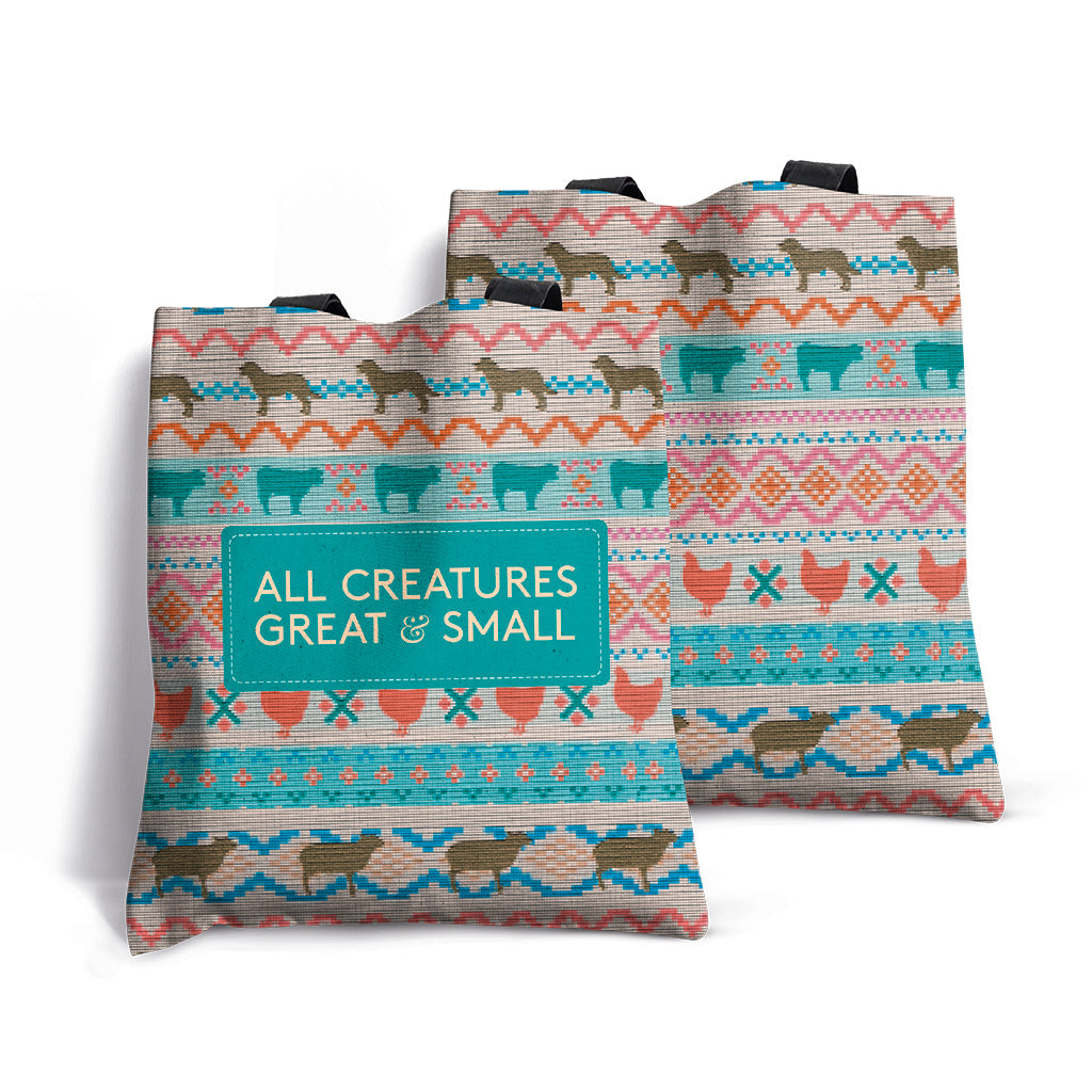All Creatures Great and Small - Farmyard Animals Edge-to-Edge Tote Bag