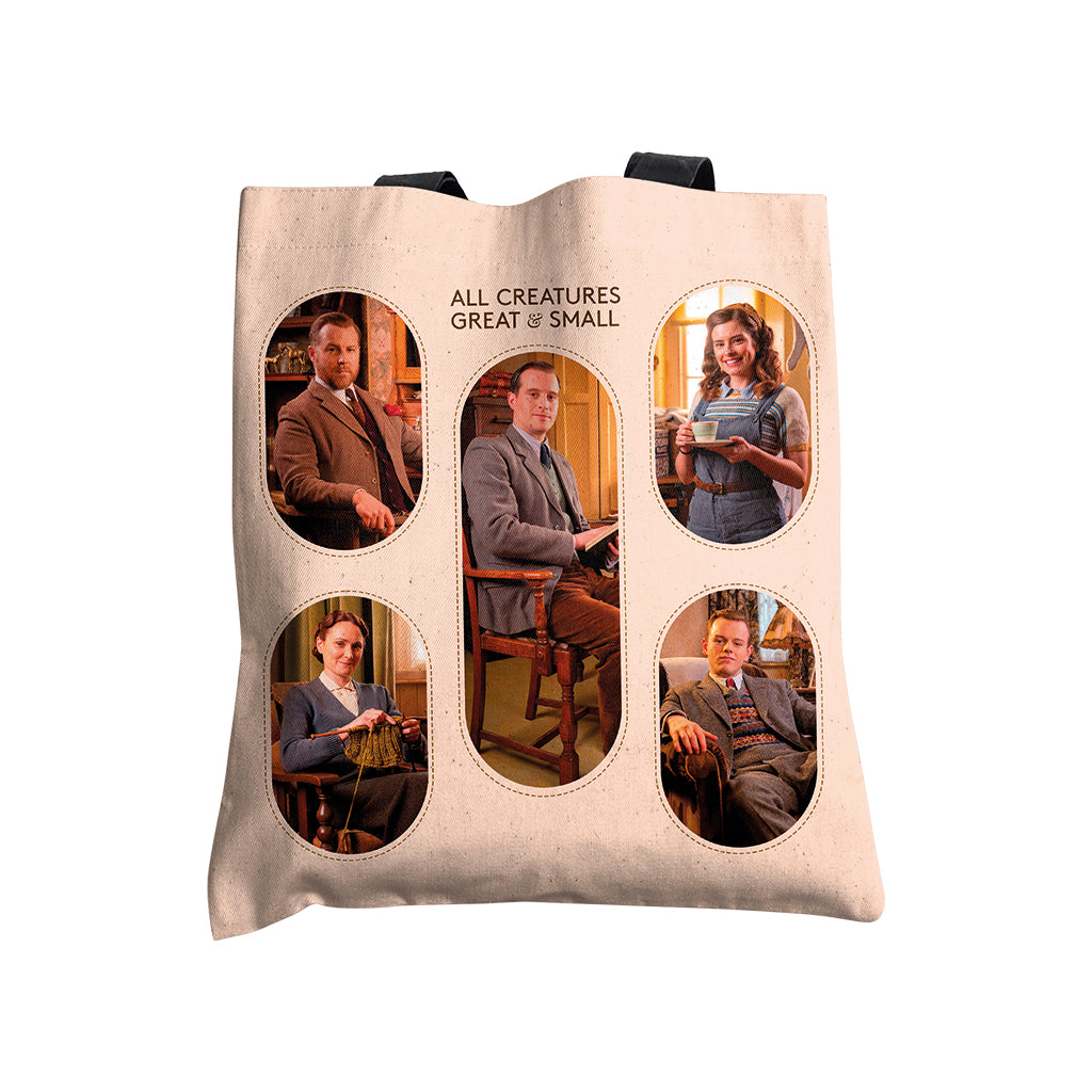 All Creatures Great and Small - Cast Collage Edge-to-Edge Tote Bag