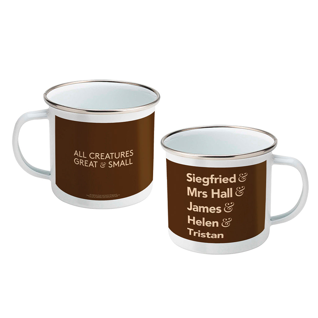 All Creatures Great and Small - Character Names on Brown Enamel Mug