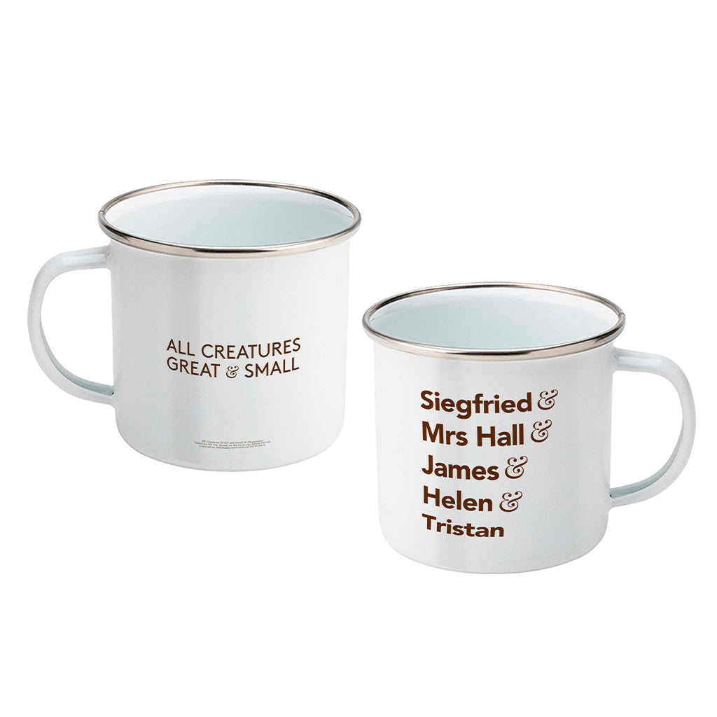 All Creatures Great and Small - Character Names on White Enamel Mug