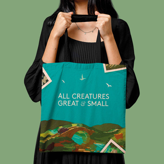 All Creatures Great and Small - Darrowby Postcard Collage Edge-to-Edge Tote Bag