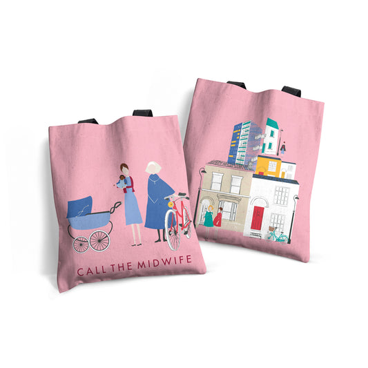 Call The Midwife "Poplar Scene" Pink Cotton Tote Bag – 40x40cm