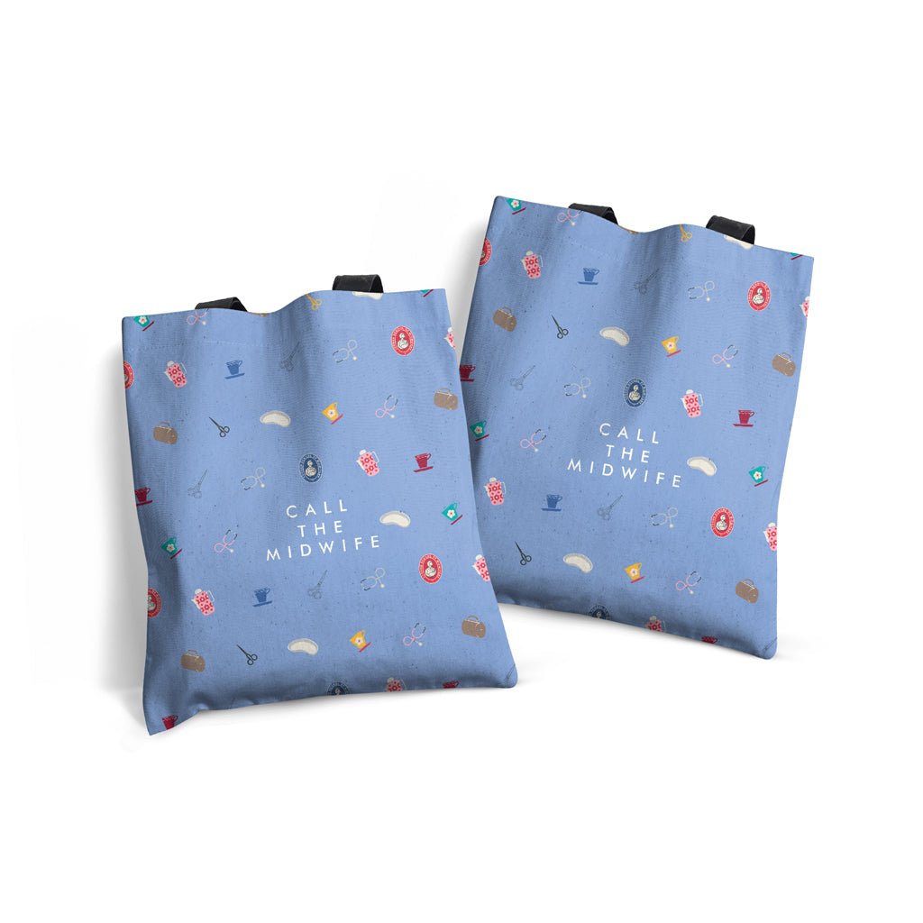 Call The Midwife "Nursing Essentials" Blue Cotton Tote Bag – 40x40cm
