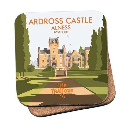 The Traitors Ardross Castle Coaster | Dave Thompson Art | Cork-Backed Drinks Mat