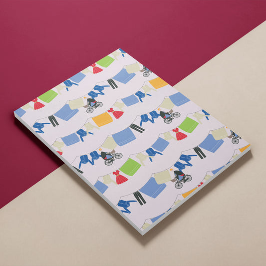 Call The Midwife A5 Notepad – Washing Line & Bicycle Pattern