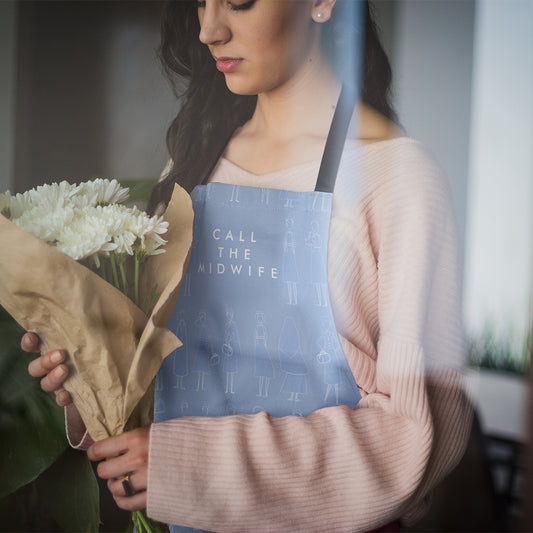 Call The Midwife Blue Outline Print Apron – 100% Cotton
