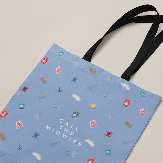 Call The Midwife "Nursing Essentials" Blue Cotton Tote Bag – 40x40cm