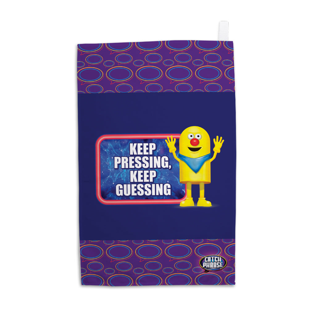 Keep Pressing, Keep Guessing Tea Towel